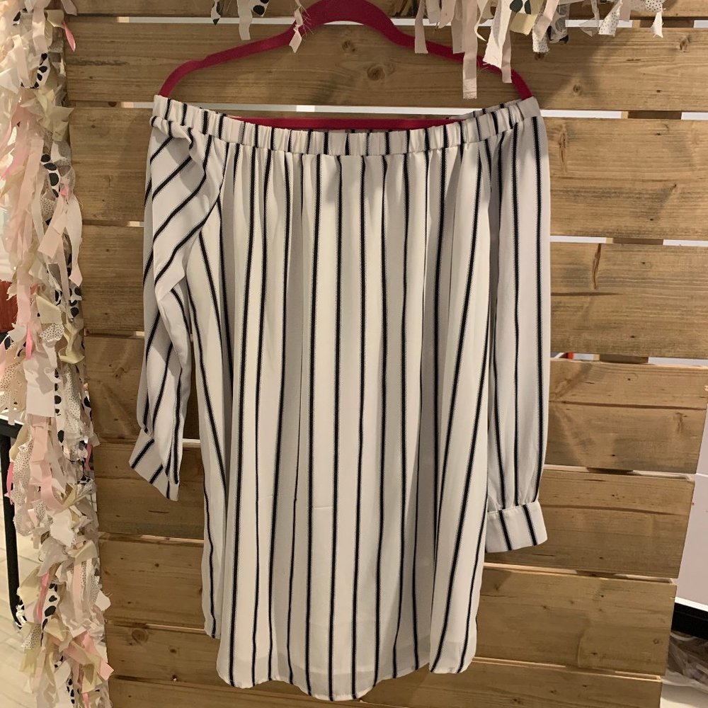 Striped Off the Shoulder Dress